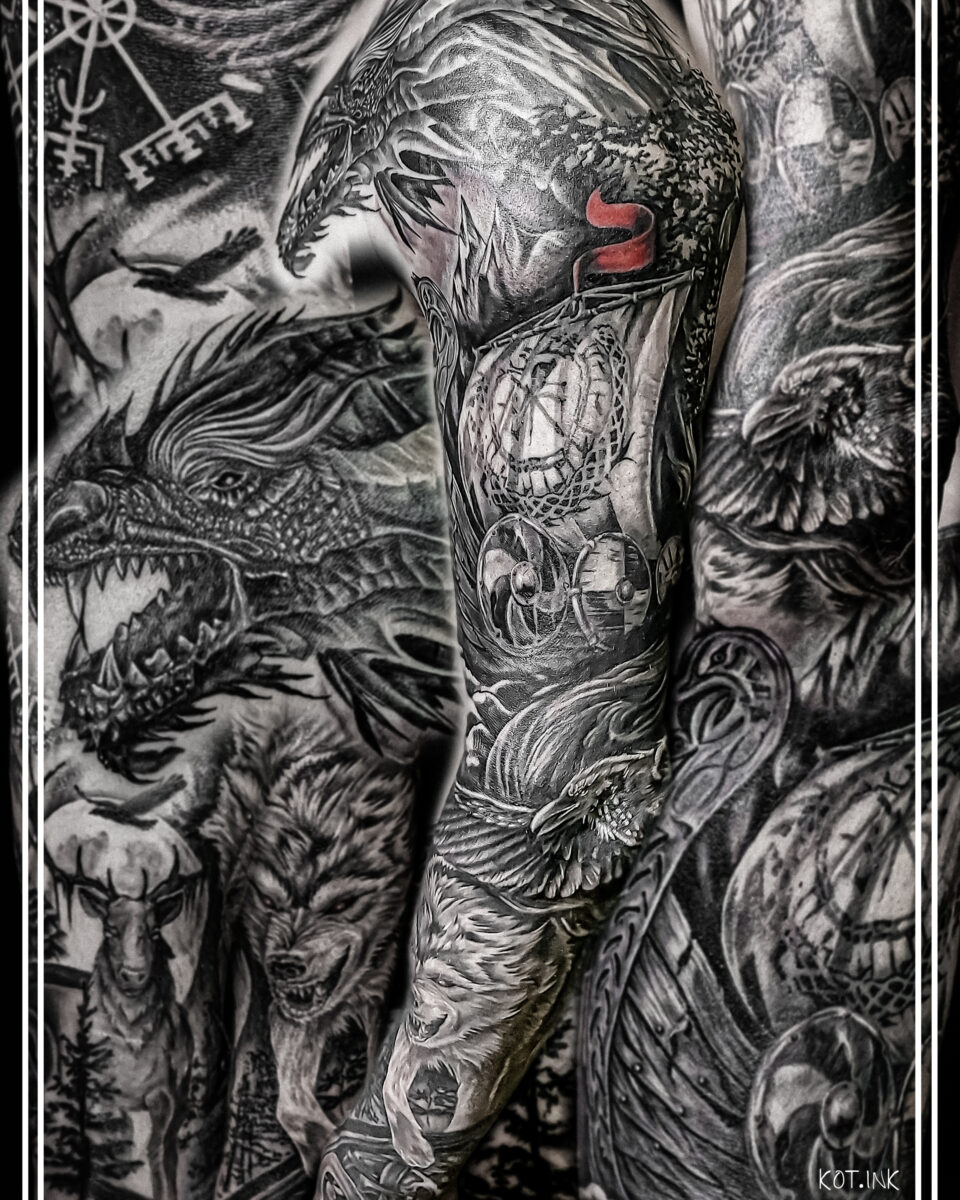 Tattoo +7 (926) 254-72-50 &bull; (19.12.2025) &bull; kot-ink.ru &bull; Тату Мастер - Алексей Кот (tattoo artist) Рукав Kot Ink 2